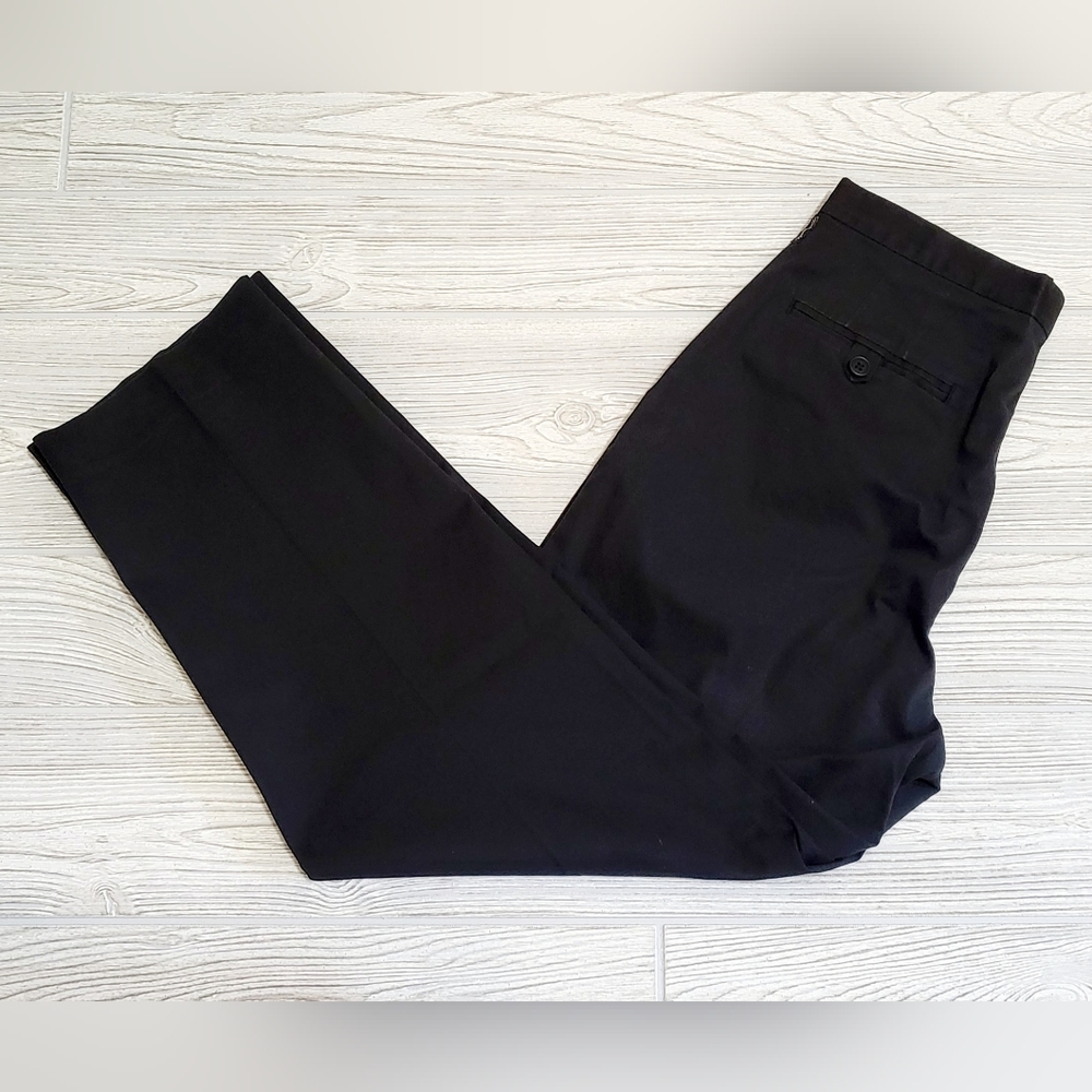 Faconnable Women's Pants Size 6 Black Straight Leg Trousers Slacks